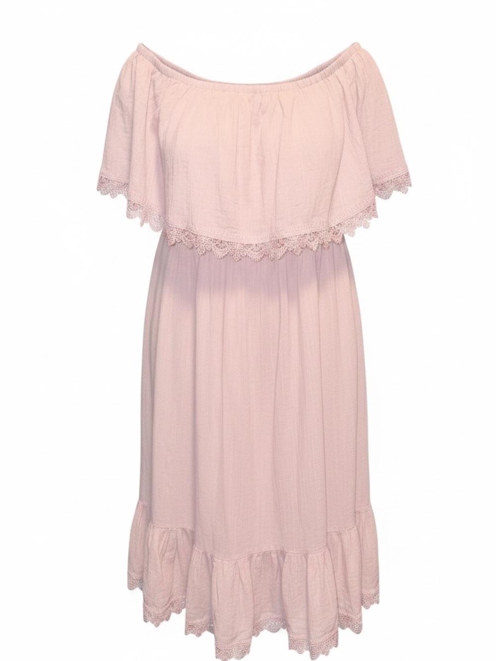 Express Off-Shoulder Midi Dress in Blush